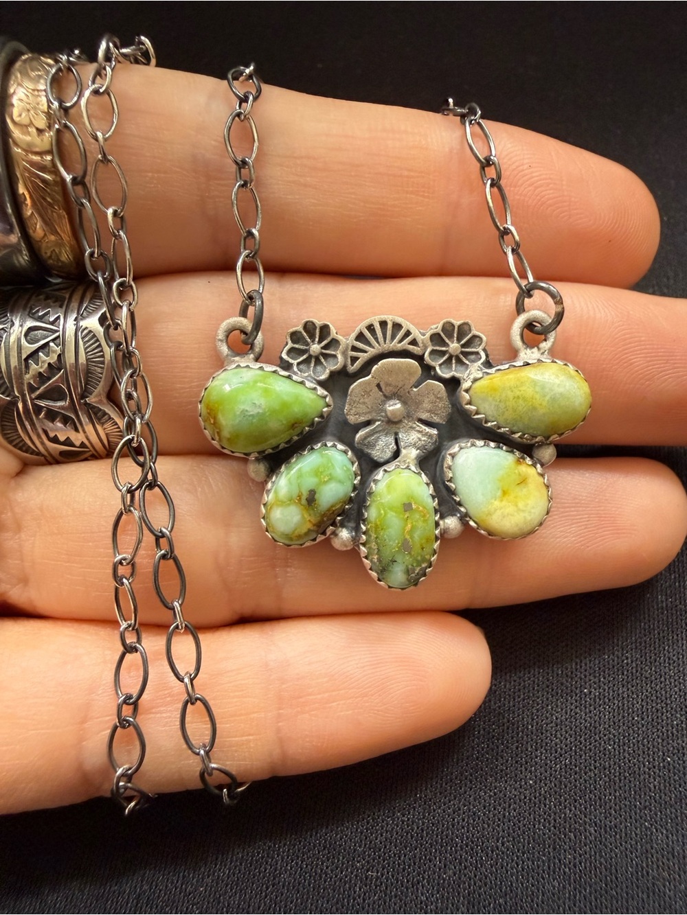 Sterling silver half cluster palomino necklace